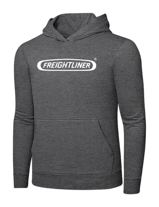 Graphite Heather 7.8. oz Ring Spun Hooded Sweatshirt w/Freightliner Logo