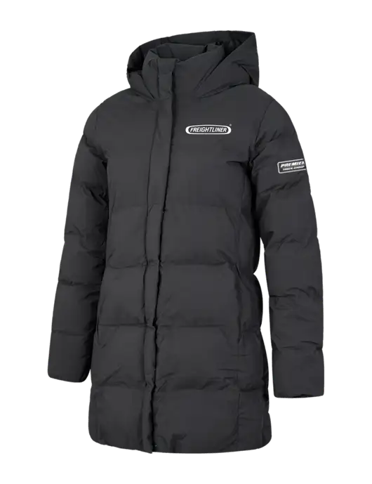 Mercer+Mettle Womens Dark Grey Puffy Parka  w/Freightliner Logo, Premier Truck Group Logo