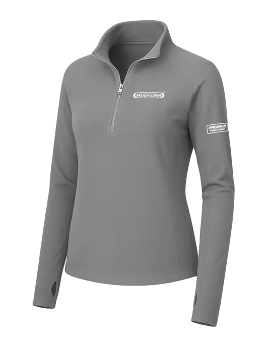 Womens Medium Grey Microfleece 1/2 Zip Pullover w/Freightliner Logo, Premier Truck Group Logo