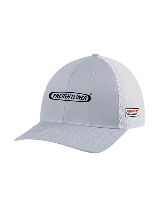 Richardson Adjustable Snapback Original 112 Trucker Cap Light Heather Grey w/White Mesh w/Freightliner Logo, Premier Truck Group Logo