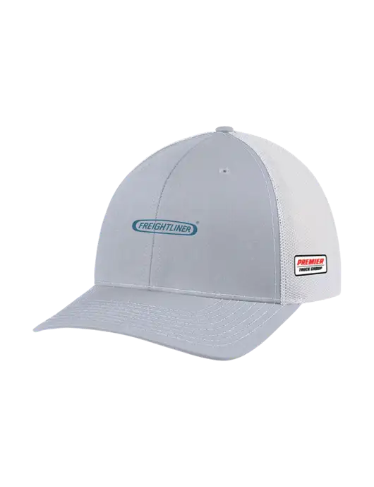 Richardson Adjustable Snapback Original 112 Trucker Cap Light Heather Grey w/White Mesh w/Freightliner Logo, Premier Truck Group Logo