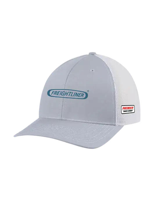 Richardson Adjustable Snapback Original 112 Trucker Cap Light Heather Grey w/White Mesh w/Freightliner Logo, Premier Truck Group Logo