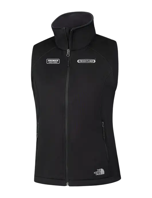 The North Face Womens Black Ridgewall Soft Shell Vest  w/Freightliner Logo, Premier Truck Group Logo