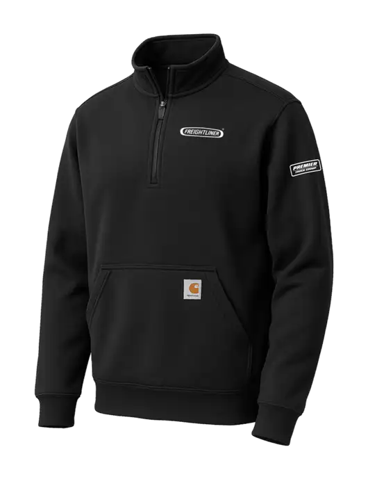 Carhartt Black Midweight 1/4-Zip Mock Neck Sweatshirt w/Freightliner Logo, Premier Truck Group Logo