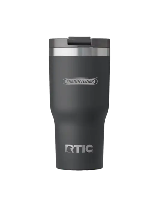 RTIC Essential 20 oz Charcoal Tumbler w/Freightliner Logo, Premier Truck Group Logo