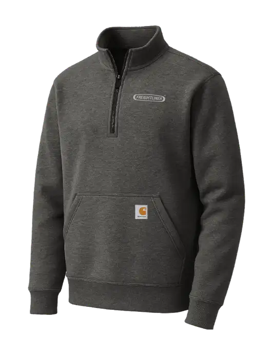 Carhartt Very Dark Heather Grey Midweight 1/4-Zip Mock Neck Sweatshirt w/Freightliner Logo