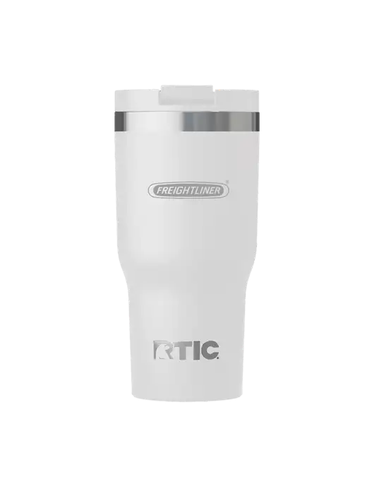 RTIC Essential 20 oz White Tumbler w/Freightliner Logo, Premier Truck Group Logo