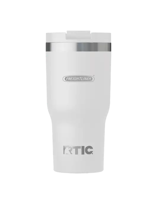 RTIC Essential 30 oz White Tumbler w/Freightliner Logo, Premier Truck Group Logo