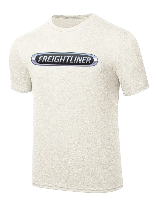 Simply Soft Very Light Tan Heather 4.5oz Poly/Combed Ring Spun Cotton T-Shirt w/Freightliner Logo