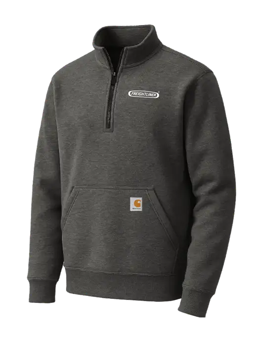 Carhartt Very Dark Heather Grey Midweight 1/4-Zip Mock Neck Sweatshirt w/Freightliner Logo