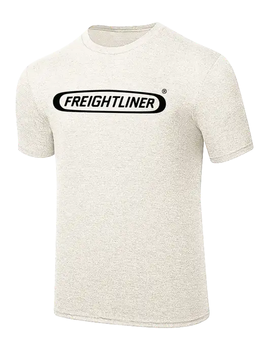 Simply Soft Very Light Tan Heather 4.5oz Poly/Combed Ring Spun Cotton T-Shirt w/Freightliner Logo