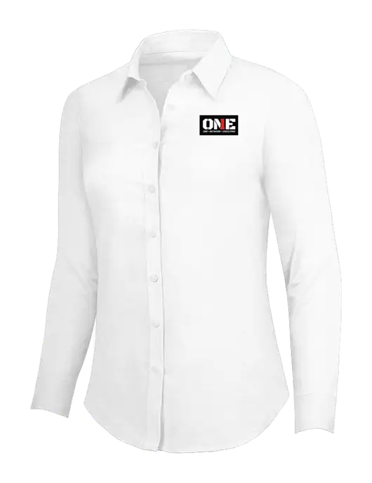 White Womens SuperPro Oxford Shirt w/ONE Logo