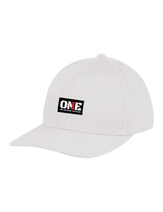 Premium Modern Structured Twill White Snapback Cap w/ONE Logo