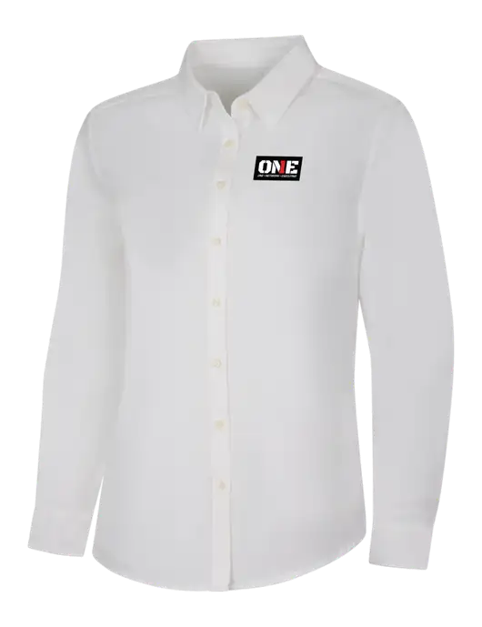 Womens White Long Sleeve Superpro React Twill Shirt w/ONE Logo