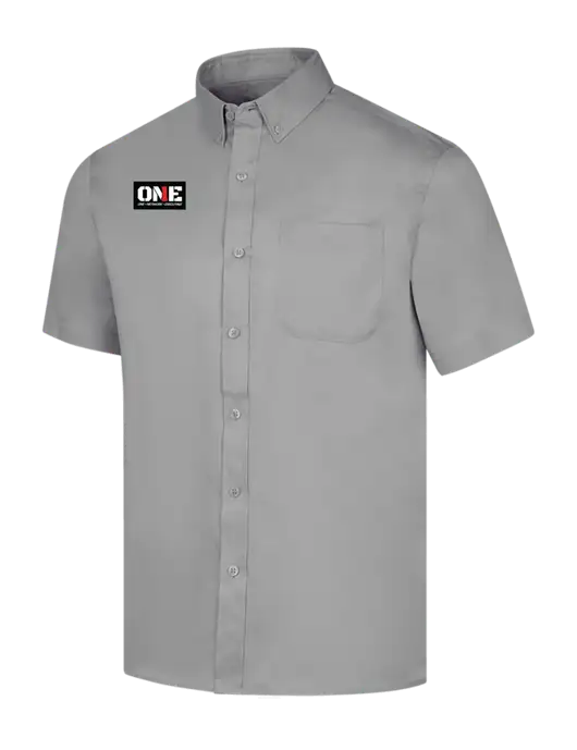 Short Sleeve Light Grey Superpro React Twill Shirt w/ONE Logo