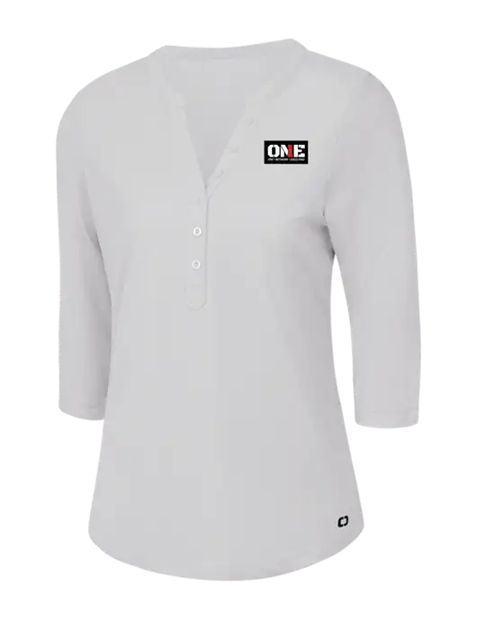 OGIO Bright White Jewel Henley w/ONE Logo
