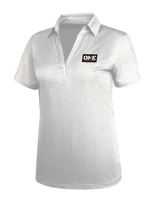 White Womens Performance Fine Jacquard Polo w/ONE Logo