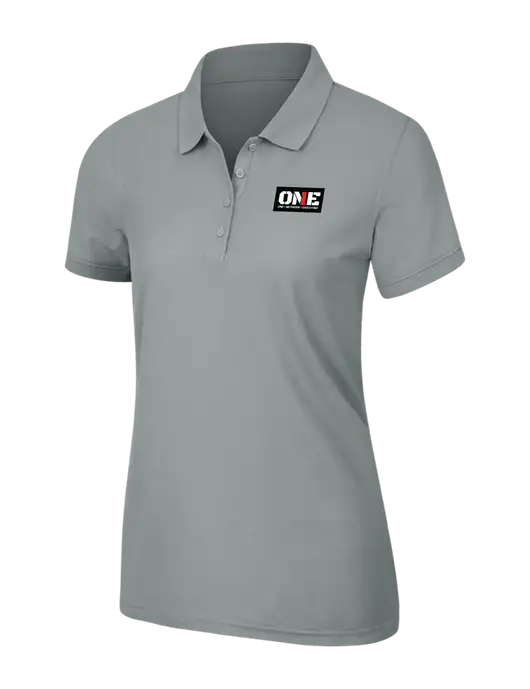 Light Grey Womens Core Classic Pique Polo w/ONE Logo