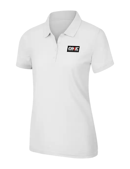 White Womens Core Classic Pique Polo w/ONE Logo