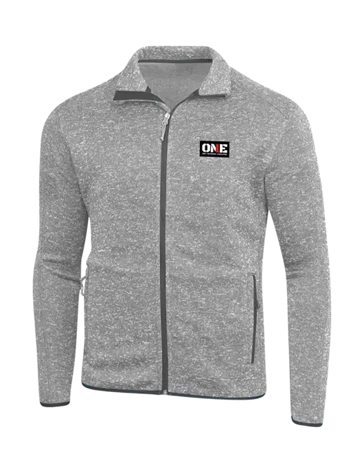 Grey Heather Sweater Fleece Jacket w/ONE Logo