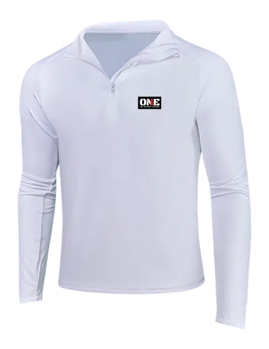 White Sport Wick Stretch 1/4 Zip Pullover w/ONE Logo