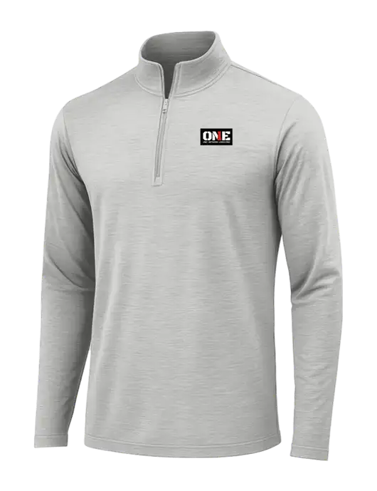 Light Grey Heather Posicharge Tri-Blend Wicking 1/4 Zip Pullover w/ONE Logo
