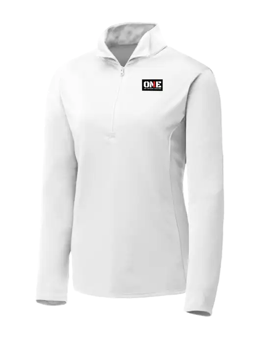 White Womens Posicharge Competitor ¼ Zip Pullover w/ONE Logo