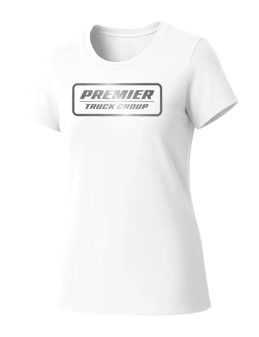 Womens Seriously Soft White T-Shirt w/Premier Truck Group Logo