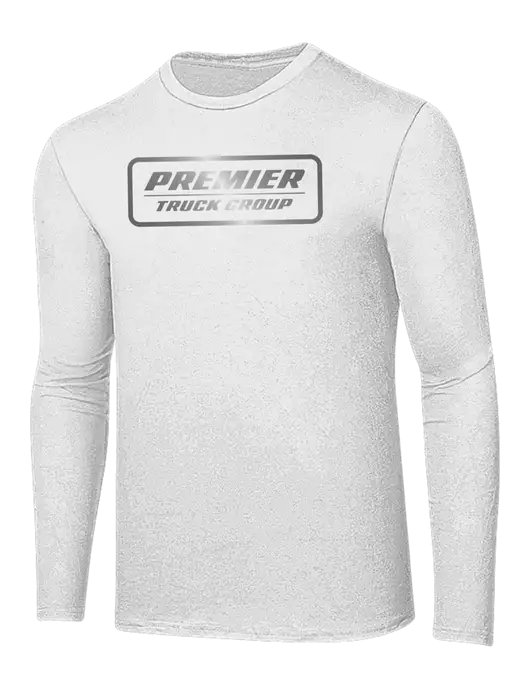 Ring Spun White 4.5 oz Long Sleeve T-Shirt w/Premier Truck Group Logo