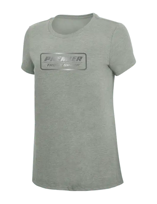 Womens Simply Soft Grey Frost 4.5oz  Poly/Combed Ring Spun Cotton T-Shirt w/Premier Truck Group Logo
