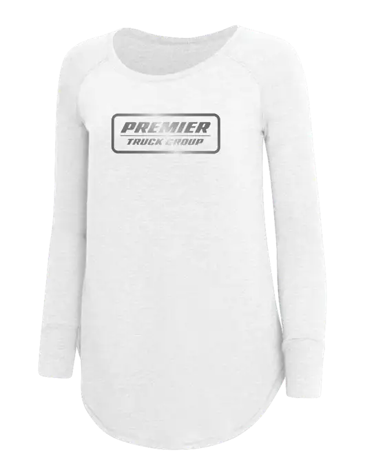 Womens Perfect Wide Collar Tunic Tri-Blend White 4.5 oz T-Shirt w/Premier Truck Group Logo