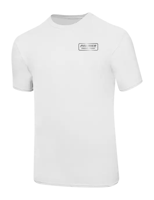 Ring Spun White 4.5 oz T-Shirt w/Premier Truck Group Logo
