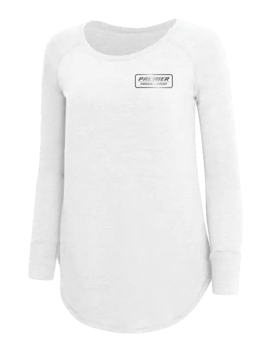 Womens Perfect Wide Collar Tunic Tri-Blend White 4.5 oz T-Shirt w/Premier Truck Group Logo