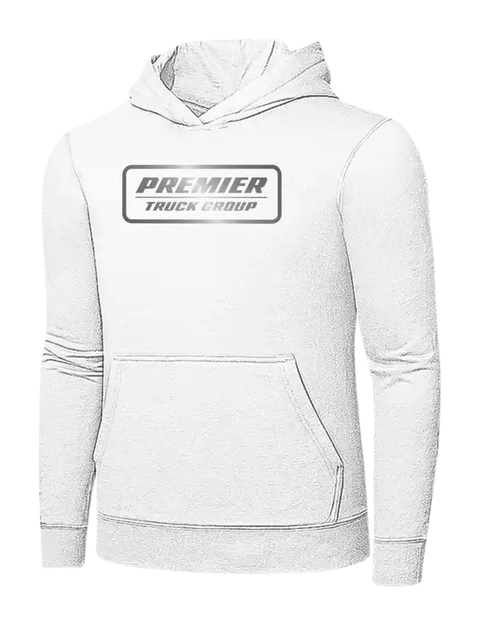 White 7.8 oz Ring Spun Hooded Sweatshirt w/Premier Truck Group Logo