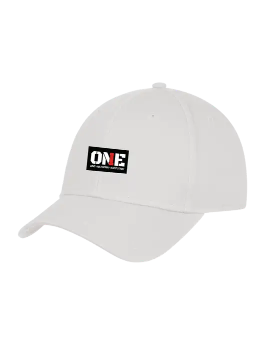 White Structured Cap Hook & Loop w/ONE Logo