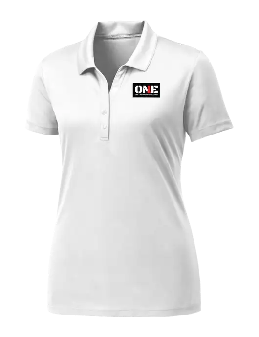 Womens White PosiCharge Competitor Polo w/ONE Logo