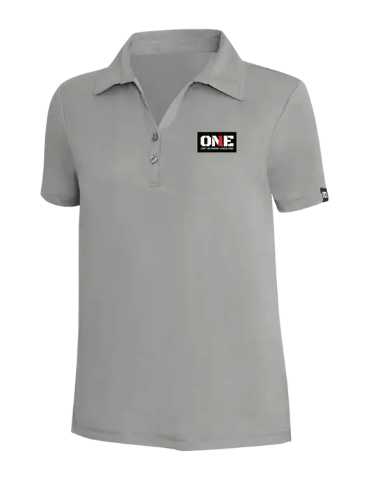 TravisMathew Light Grey Heather Womens Coto Performance Polo w/ONE Logo