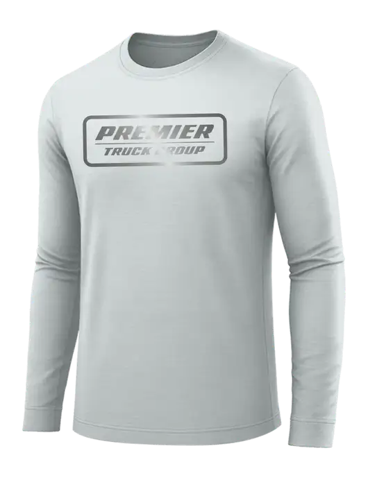 Long Sleeve Light Grey PosiCharge Competitor Tee w/Premier Truck Group Logo