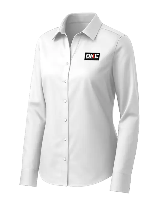 Brooks Brothers Womens White Wrinkle-Free Stretch Pinpoint Shirt w/ONE Logo