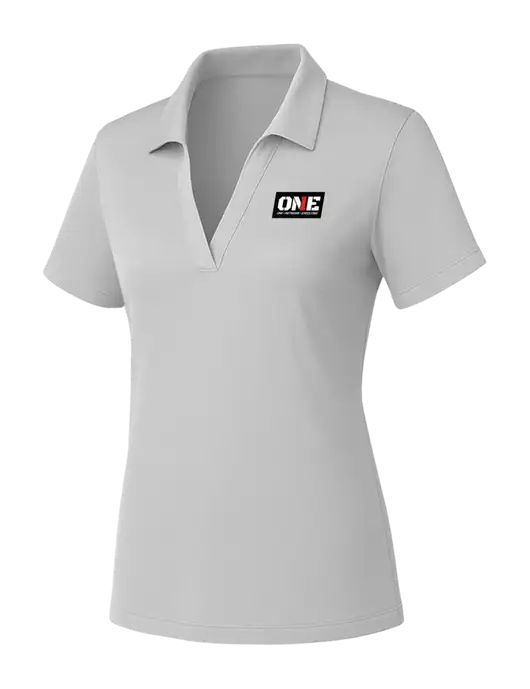 Womens Light Grey PosiCharge RacerMesh Polo w/ONE Logo
