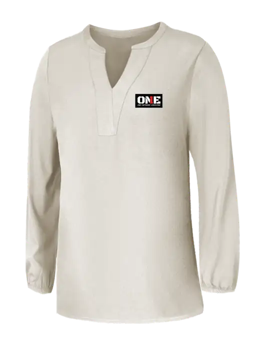 Mercer+Mettle Womens Ivory Stretch Crepe 3/4 Sleeve Blouse w/ONE Logo