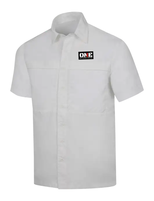 White Short Sleeve UV Daybreak Shirt w/ONE Logo