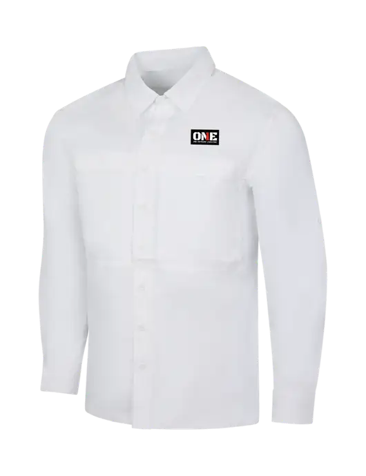 White Long Sleeve UV Daybreak Shirt w/ONE Logo
