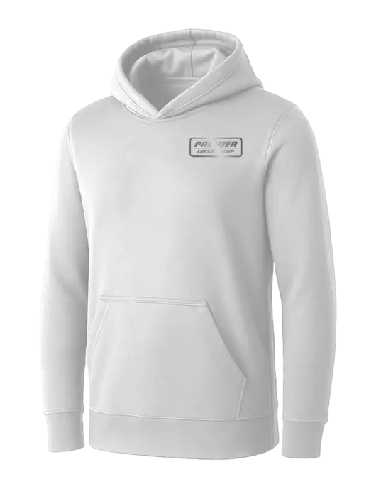 Womens White Core Fleece Pullover Hooded Sweatshirt w/Premier Truck Group Logo