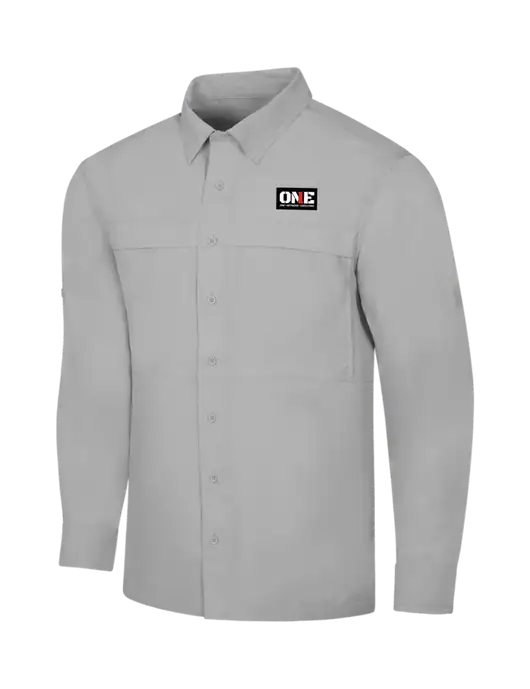 Light Grey Long Sleeve UV Daybreak Shirt w/ONE Logo