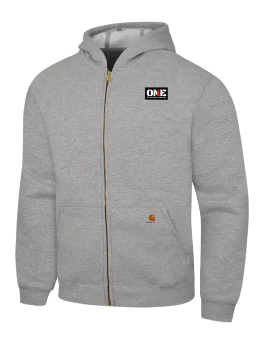 Carhartt Light Grey Heather Midweight Hooded Zip-Front Sweatshirt w/ONE Logo