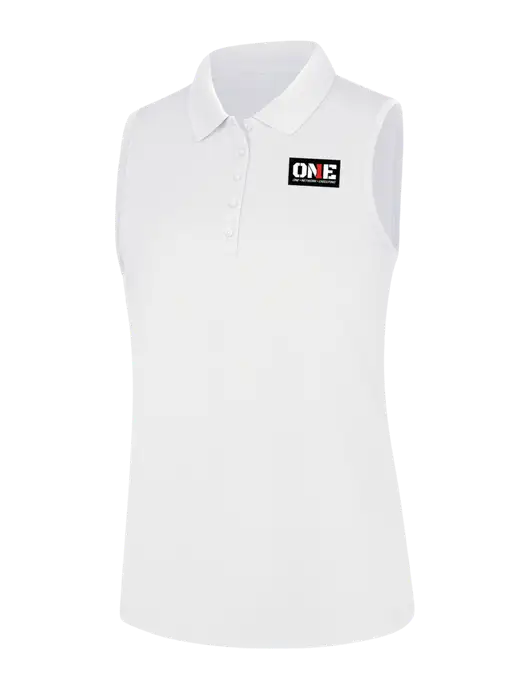 Womens White Dry Zone UV Micro-Mesh Sleeveless Polo w/ONE Logo