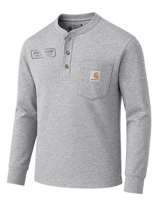 Carhartt Light Grey Heather Long Sleeve Henley Shirt w/Premier Truck Group Logo