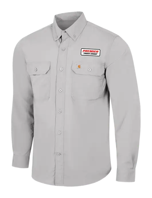 Carhartt Force Light Grey Solid Long Sleeve Shirt w/Premier Truck Group Logo