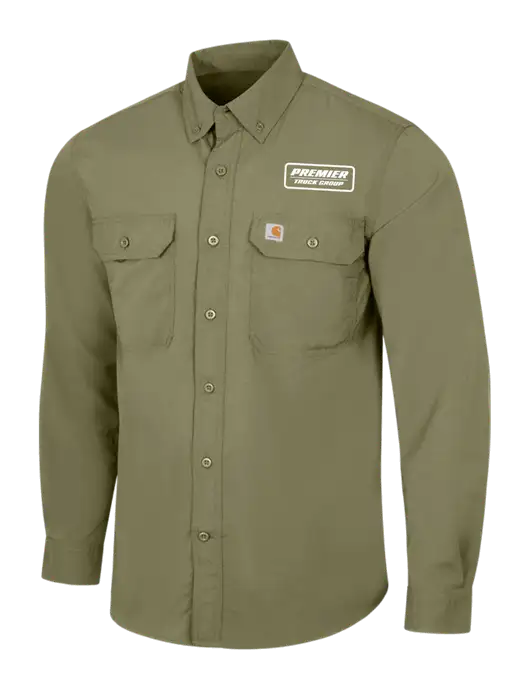 Carhartt Force Olive Green Solid Long Sleeve Shirt w/Premier Truck Group Logo